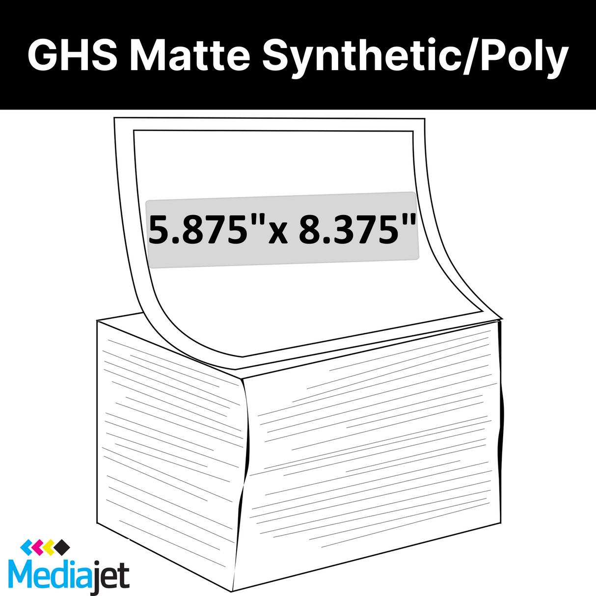 5.875" x 8.375" GHS / BS5609 Inkjet Fan Folded Labels. 1,000 Labels per Case. Not Pin Fed. SKU: ISP-587583751000NPF