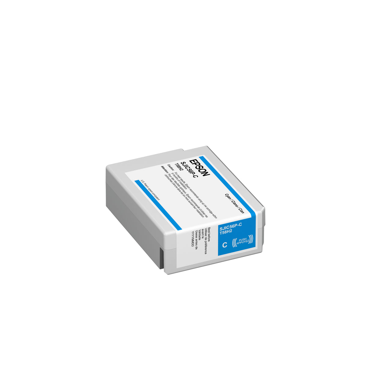 Cyan Dye Ink Cartridge for Epson D3800 Label Printer, C13T58H220, Black SJIC56P-C