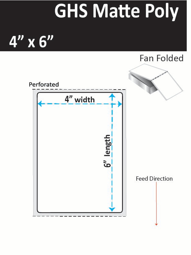 4" x 6" GHS Inkjet Fan Folded Labels.
