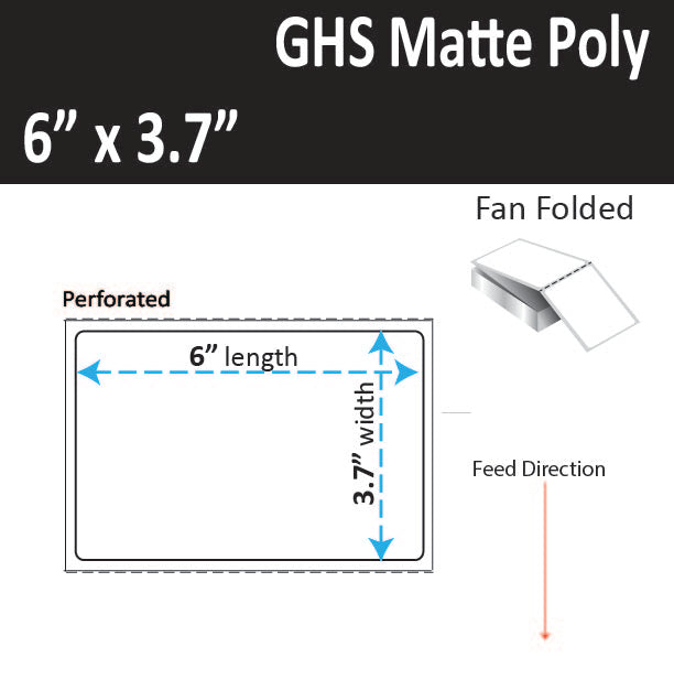 6" x 3.7" GHS Inkjet Fan Folded Labels