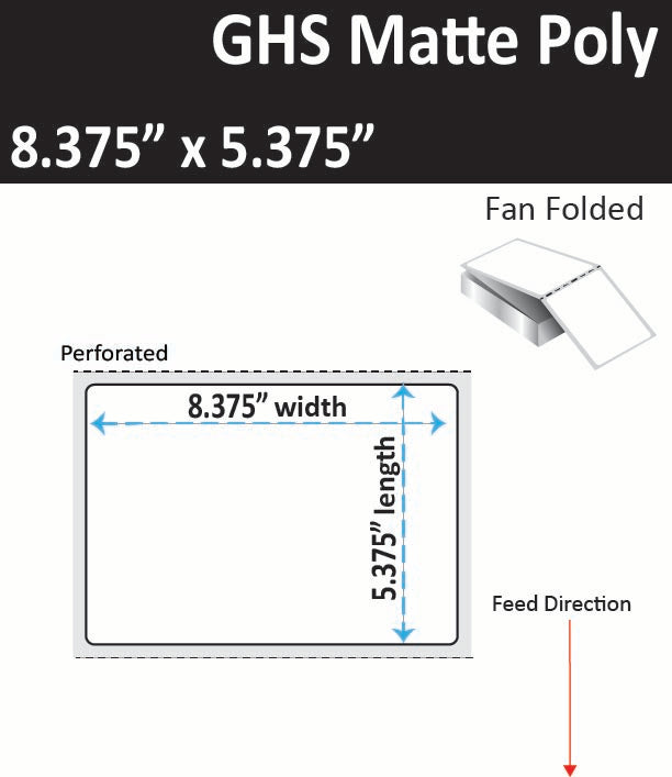 8.375" x 5.375" GHS Inkjet Fan Folded Labels