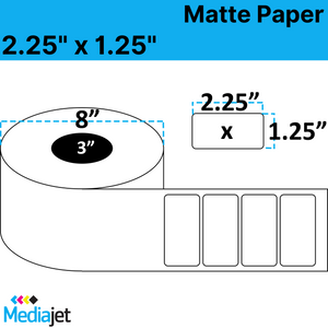 <strong>2.25" x 1.25"</strong><br>Die Cut Matte Paper Inkjet Labels<br>(2 rolls)