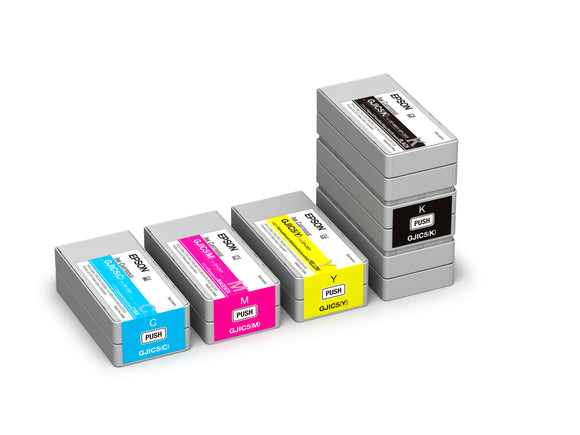 GJIC5, CMYK Ink Cartridge Bundle for Epson ColorWorks C831 Inkjet Color Label Printer (1 Cyan, 1 Magenta, 1 Yellow, and 1 Black)