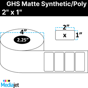 <strong>2" x 1"</strong><br> Die Cut GHS Matte Synthetic Inkjet Labels<br>(8 Rolls)