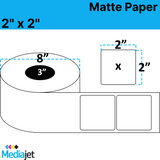 <strong>2" x 2"</strong><br>Die Cut Matte Paper Inkjet Labels<br>(2 Rolls)
