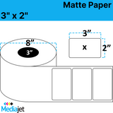 <strong>3" x 2"</strong><br>Die Cut Matte Paper Inkjet Labels<br>(2 Rolls)