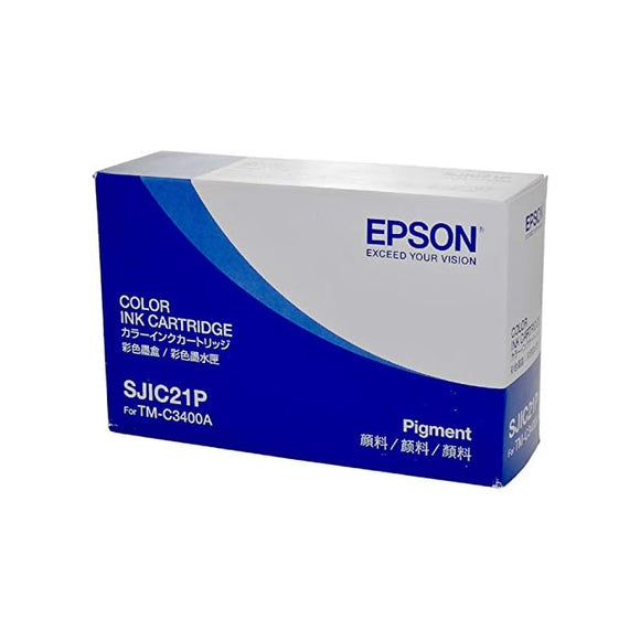 Epson SJIC21P Ink Cartridge, Compatible with Epson's TM-C3400A, UPS WorldShip Color Label Printer (SJIC21P-493). This cartridge is Not compatible with Epson's TM-C3400 color label printer.