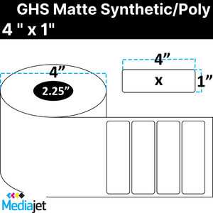 <strong>4" x 1"</strong><br>Die Cut GHS Matte Synthetic Inkjet Labels<br>(8 Rolls)