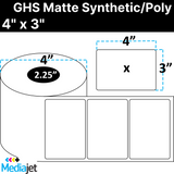 4" x 3" GHS / BS5609 Matte Synthetic Inkjet Labels. 8 Rolls per Case. 300 Labels per Roll. 4" OD, 2.25" Core. Perfed. SKU: ISP-4-3-300-225