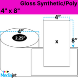 4" x 8" Gloss Synthetic Inkjet Labels. 8 Rolls per Case. 125 Labels per Roll. 4" OD, 2.25" Core. Perfed. IGP-4-8-125-225