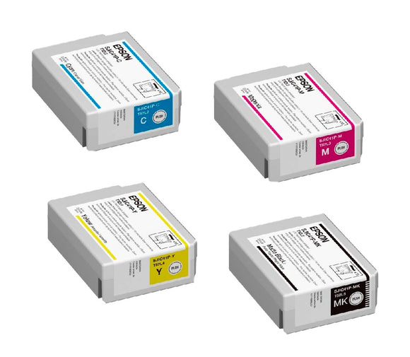 SJIC41P, CMYK-MATTE Ink Cartridge Bundle for Epson's CW-C4000 Inkjet Printer (1 Cyan, 1 Magenta, 1 Yellow, and 1 Black MATTE)