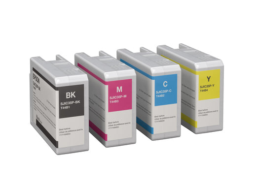 SJIC35P, CMYK-MATTE Ink Cartridge Bundle for Epson's CW-C6000 and CW-C6500 Inkjet Printers, Auto Cutter and Peel and Present Versions (1 Cyan, 1 Magenta, 1 Yellow, and 1 Black MATTE)