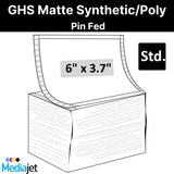 6" x 3.7" GHS / BS5609 Inkjet Labels, Pin Fed and Fan Folded. 3,000 per Case. Perfs. SKU: ISP-6-37-3000