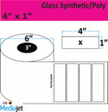 <strong>4" x 1"</strong><br>Die Cut Gloss Synthetic Inkjet Labels<br>(4 Rolls) 