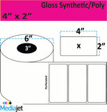 <strong>4" x 2"</strong><br>Die Cut Gloss Synthetic Inkjet Labels<br>(4 Rolls) 