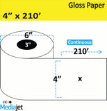 <strong>4" x 210ft</strong><br>Die Cut Gloss Paper Inkjet Labels <br>(4 Rolls) 