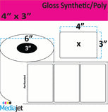 <strong>4" x 3"</strong><br>Die Cut Gloss Synthetic Inkjet Labels for Epson C6500<br>(4 Rolls) 