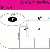 6" x 4" Gloss Synthetic Inkjet Labels. 4 Rolls per Case. 400 Labels per Roll. 6" OD, 3" Core. Perfed. SKU: IGP-6-4-400-3