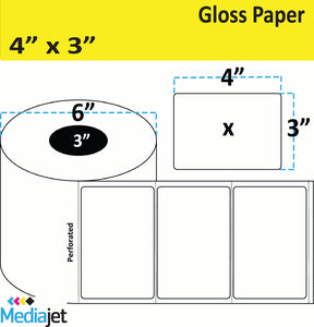 <strong>4" x 3"</strong><br>Die Cut Gloss Paper Inkjet Labels<br>(4 Rolls)
