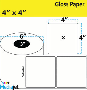 <strong>4" x 4"</strong><br> Die Cut Gloss Paper Inkjet Labels<br>(4 Rolls) 