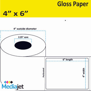 <strong>4" x 6"</strong><br> Die Cut Gloss Paper Inkjet Labels<br>(8 Rolls)