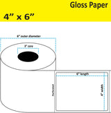 4" x 6" Gloss Paper Inkjet Labels. 4 Rolls per Case. 400 Labels per Roll. 6" OD, 3" Core. Perfed. SKU: IJG-4-6-400-3