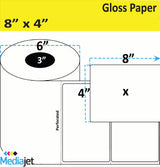 8" x 4" Gloss Paper Inkjet Labels. 4 Rolls per Case.  325 Labels per Roll. 6" OD, 3" Core. Perfed. SKU: IJG-8-4-325-3