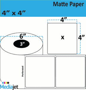 <strong>4" x 4"</strong><br> Die Cut Matte Paper Inkjet Labels<br>(4 Rolls) 