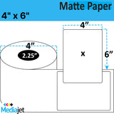 4" x 6" Matte Paper Inkjet Labels. 8 Rolls per Case. 175 Labels per Roll. 4" OD, 2.25" Core. Perfed. SKU: IJM-4-6-175-225