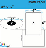 4" x 6"  Matte Paper Inkjet Labels. 4 Rolls per Case. 400 Labels per Roll. 6" OD, 3" Core. Perfed. SKU: IJM-4-6-400-3