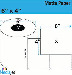 <strong>6" x 4"</strong><br>Die Cut Matte Paper Inkjet Labels <br>(4 Rolls)