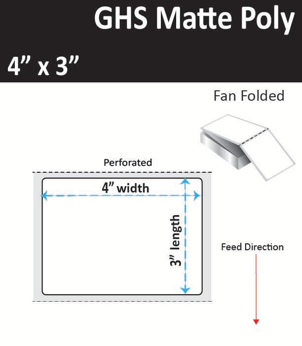 4" x 3" GHS (BS5609) Certified Inkjet Fan Folded Labels