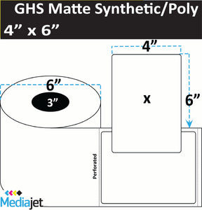 <strong>4" x 6"</strong><br>Die Cut GHS Matte Synthetic Inkjet Labels<br>(4 Rolls)