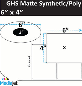 <strong>6" x 4"</strong><br>Die Cut Matte Synthetic Inkjet Labels<br>(2 Rolls)