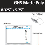 8.325" x 5.75" GHS Inkjet Matte Poly Fan Folded Labels