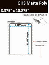 8.375" x 10.875" (Letter) GHS Inkjet Labels, Pin Fed and Fan Folded