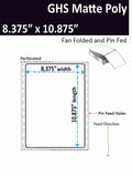 8.375" x 10.875" (Letter) GHS Inkjet Labels, Pin Fed and Fan Folded