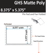 8.375" x 5.375" GHS / BS5609  Inkjet Labels, 2,000 per Case. Pin Fed and Fan Folded. SKU: ISP-8375-5375-2000