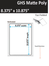 8.375" x 10.875" GHS Inkjet Fan Folded Labels