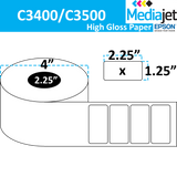 <strong>2.25" x 1.25"</strong><br>Die Cut High Gloss Paper Inkjet Labels for Epson C3400 / C3500<br>(8 Rolls)