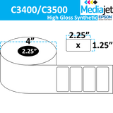 <strong>2.25" x 1.25"</strong><br>Die Cut High Gloss Synthetic Inkjet Labels for Epson C3400 / C3500<br>(8 Rolls)