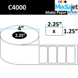 2.25" x 1.25" Matte Paper Inkjet Labels. 8 Rolls per Case. 750 Labels per Roll. 4" OD, 2.25" Core. Perfed. SKU: IJM-225-125-750-225