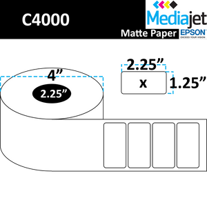 <strong>2.25" x 1.25"</strong><br>Die Cut Matte Paper Inkjet Labels for Epson C4000<br>(8 Rolls)