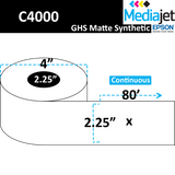<strong>2.25" x 80'</strong><br>Continuous GHS Matte Synthetic Inkjet Labels for Epson C4000<br>(12 Rolls)