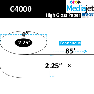 <strong>2.25" x 85'</strong><br>Continuous High Gloss Paper Inkjet Labels for Epson C4000<br>(12 Rolls)