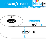 <strong>2.25" x 85'</strong><br>Continuous High Gloss Paper Inkjet Labels for Epson C3400 / C3500<br>(12 Rolls)