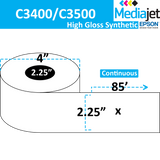 <strong>2.25" x 85'</strong><br>Continuous High Gloss Synthetic Inkjet Labels for Epson C3400 / C3500<br>(12 Rolls)