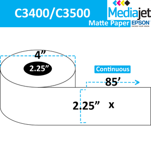 <strong>2.25" x 85'</strong><br>Continuous Matte Paper Inkjet Labels for Epson C3400 / C3500<br>(12 Rolls)