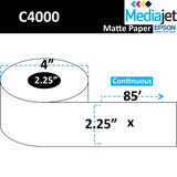 <strong>2.25" x 85'</strong><br>Continuous Matte Paper Inkjet Labels for Epson C4000<br>(12 Rolls)