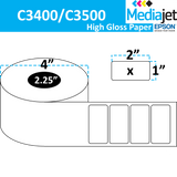 <strong>2" x 1"</strong><br>Die Cut High Gloss Paper Inkjet Labels for Epson C3400 / C3500<br>(8 Rolls)